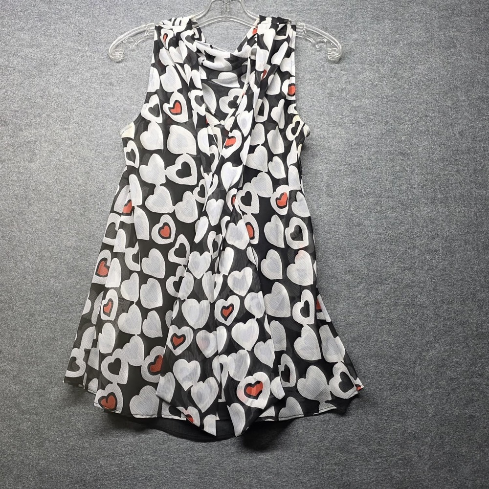 Emporio Armani Women's Heart Print Sleeveless Cowl Neck A-Line Dress Size 42